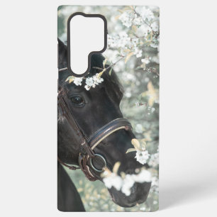 kunstweesportret van het zwarte paard samsung galaxy hoesje