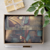 Kunstwerk Art Deco waterverf Trein  Tissuepapier (Geschenk)