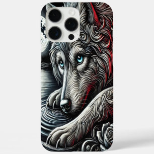 Kunstwerk 'Blauwe-Oog Wolf Nacht' iPhone 16 Pro Max Hoesje