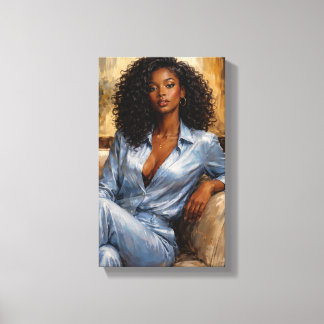 Kunstwerk Deco ( Blue Beauty ) Art Deco Canvas Afdruk