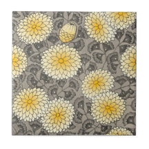 Kunstwerk Geel chrysanthemum Repro