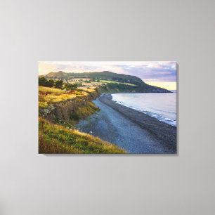 Kunstwerk Greystones Beach op Canvas   Kust Ierlan Afdruk