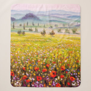 Kunstwerk Italiaanse tuscany cypert landschap met Sherpa Deken