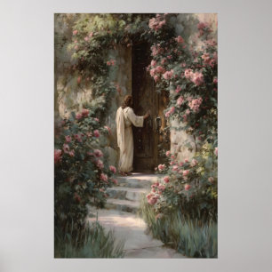 Kunstwerk Jezus die aanklopt bij de deur Jezus Kun Poster