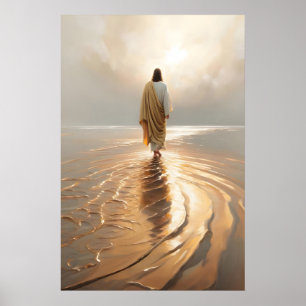 Kunstwerk Jezus Loopt op Water Christelijke Kunst  Poster
