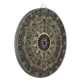 Kunstwerk met goudmandala dartbord (Voorkant Links)