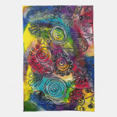 Kunstwerk met kleurrijke bloem theedoek (Verticaal)