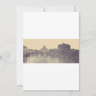 Kunstwerk met vintage Rome Tiber-kasteel en Vatica Kaart