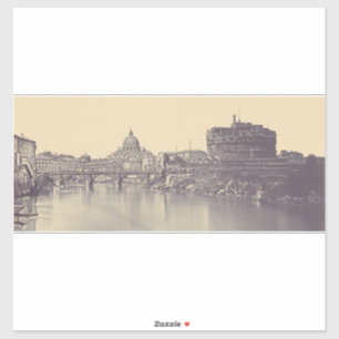 Kunstwerk met vintage Rome Tiber-kasteel en Vatica Sticker