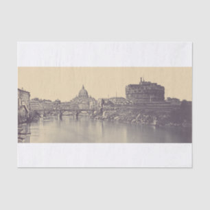 Kunstwerk met vintage Rome Tiber-kasteel en Vatica Tissuepapier