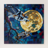 Kunstwerk mozaïek van wolf en uil legpuzzel (Horizontaal)