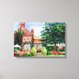 Kunstwerk muurschildering Manor House op canvas Afdruk