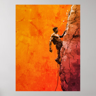 Kunstwerk over Klimmer aan een Rotswand Poster