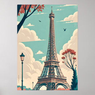 Kunstwerk Parijse Eiffeltoren Vintage Reis Poster