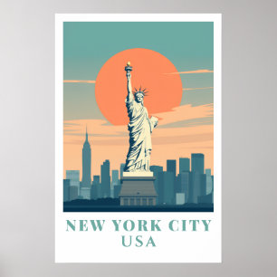 Kunstwerk Reizen New York City Standbeeld van Libe Poster