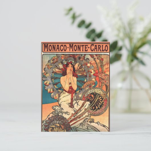 Kunstwerk van Alfons Mucha, Monaco - Monte Carlo Briefkaart (Staand voorkant)