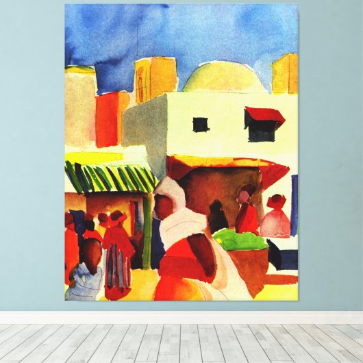 Kunstwerk van August Macke, Markt in Algiers Canvas Afdruk (Insitu (Houten vloer))