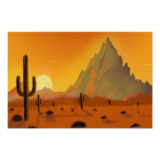 Kunstwerk van de 2 cactussen op de achtergrond van perfect poster (Voorkant)