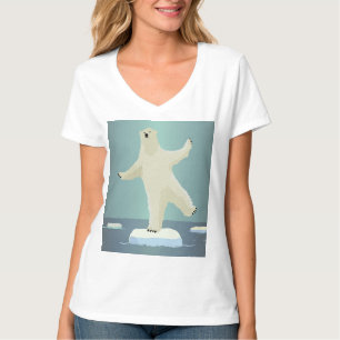 Kunstwerk van een ijsbeer balancerend op een ijsbe t-shirt