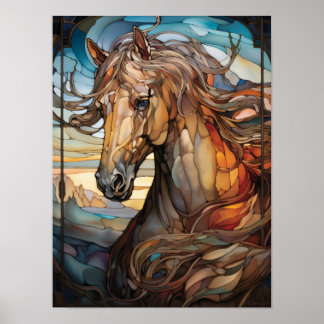 Kunstwerk van gebrandschilderd glas van een wilde poster