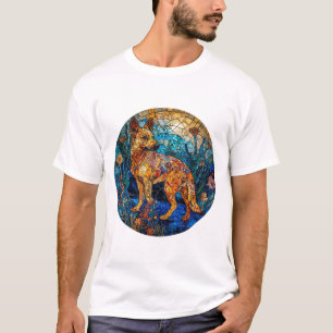 Kunstwerk van glas-in-lood met Kai Ken-hond T-shirt
