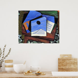 Kunstwerk van Juan Gris, Gitaar op een tafel, Poster