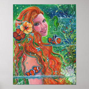 Kunstwerk van Maev Mermaid-clownvis door Renee Lav Poster