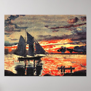 Kunstwerk van Winslow Homer, Sunset Fires, Poster