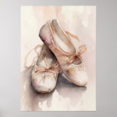 Kunstwerk Waterverf Ballet Slippers Poster (Voorkant)