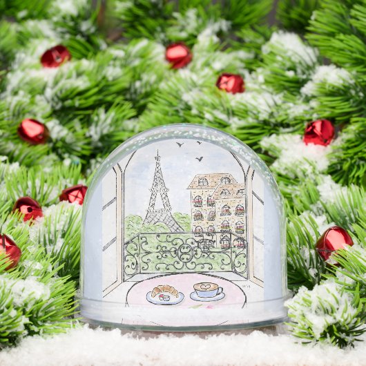 Kunstwerk Whimsical Paris Eiffel Tower KAN FOTO TO Sneeuwbol (Kerstmis)