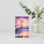 Kunstwerkafbeelding van Pink Flamingo in de waterv Visitekaartje (Staand voorkant)
