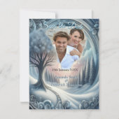 Kunstwinterscène en sneeuw- en ijskristallen vastl aankondiging (Voorkant)