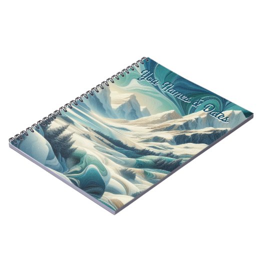 Kunstwinterscène en sneeuw- en ijskristallen vastl notitieboek (Linkerzijde)