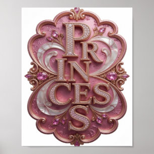Kunstzinnig Goud PRINSESSEN 3D Tekst Kunst Poster