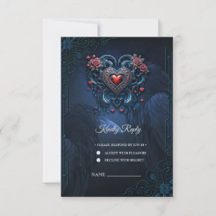 Kunstzinnig ontworpen gotisch hart RSVP kaartje