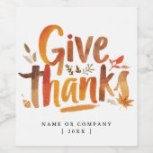 Kunstzinnig Oranje Dankbetuiging Herbst Borstel S Wijn Etiket (Enkel label)