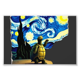 Kunstzinnig Schildpad T-shirt Starnacht Schildpad Foto Afdruk