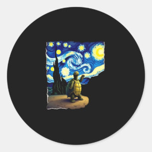 Kunstzinnig Schildpad T-shirt Starnacht Schildpad Ronde Sticker