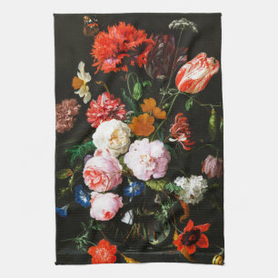 Kunstzinnige afdruk van een donkere, humeurige blo theedoek