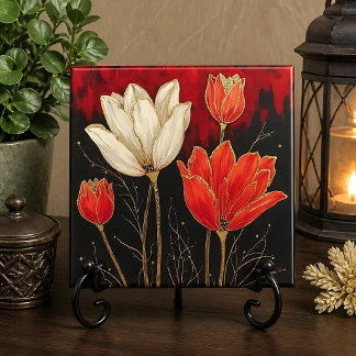 Kunstzinnige Art Deco Tulpen Tegeltje