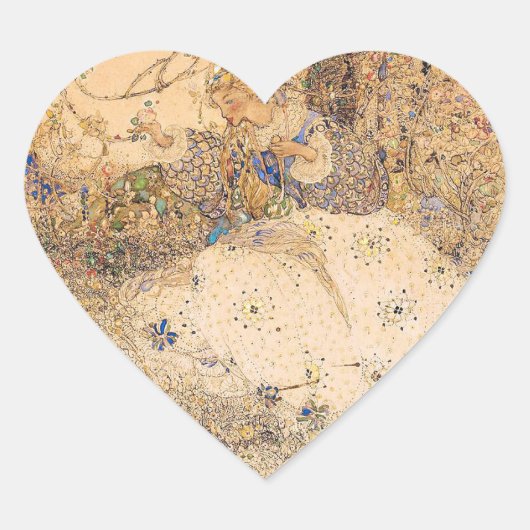 Kunstzinnige Art Nouveau Bruidsdouche Hart Hart Sticker (Voorkant)