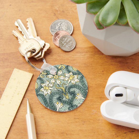 Kunstzinnige Art Nouveau Narcissen Bloemen Sleutelhanger (Bureau)