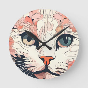 Kunstzinnige Kat Ronde Klok