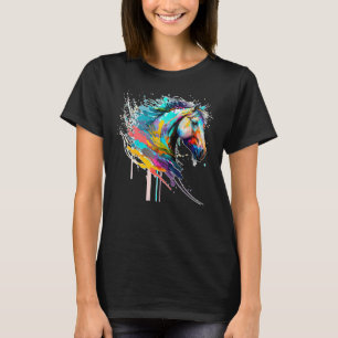 Kunstzinnige Kleurrijke Pop Art geschilderd Paard T-shirt