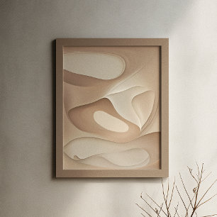 Kunstzinnige neutrale tonen vloeiende abstracte ku poster