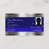 Kunstzinnige Night Sky Blue Silver Border Monogram Visitekaartje (Achterkant)