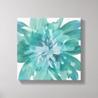Kunstzinnige Teal Bloom Premium Canvas Muurkunst Afdruk