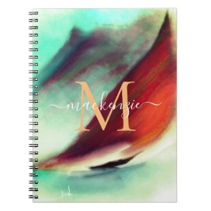 Kunstzinnige vintage boot watercolor monogram notitieboek