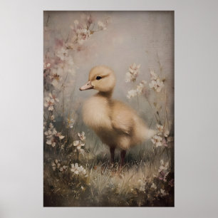 Kunstzinnige Vintage Eendje Print, Lente Eend Poster