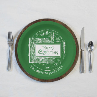 Kunstzinnige Vintage Retro Prettig Kerstmis Custom Papieren Bordje
